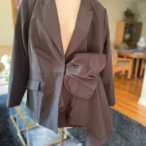 Elegant Black Women's Jacket with Bow Detail